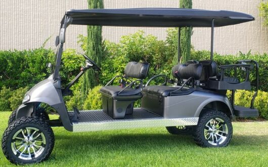 6 Passenger Ezgo Rxv Stretched Limo Lifted Golf Cart – Custom Matte Charcoal Paint, #C2