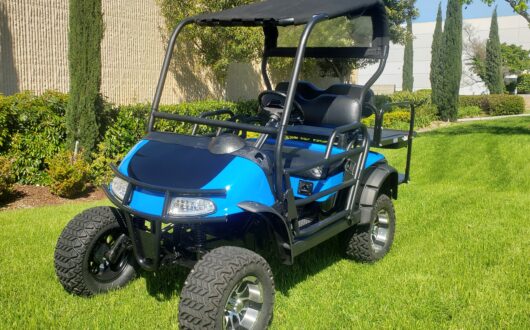 Tricked Out Ezgo RXV Lifted 4 Passenger Golf Cart- Two Tone Voodoo Blue / Black, #B54