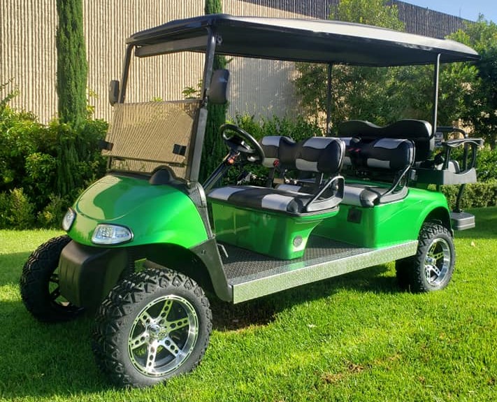 Ezgo Electric Rxv Lifted/ Stretch 6 Passenger Golf Cart- Monster Green,#C18