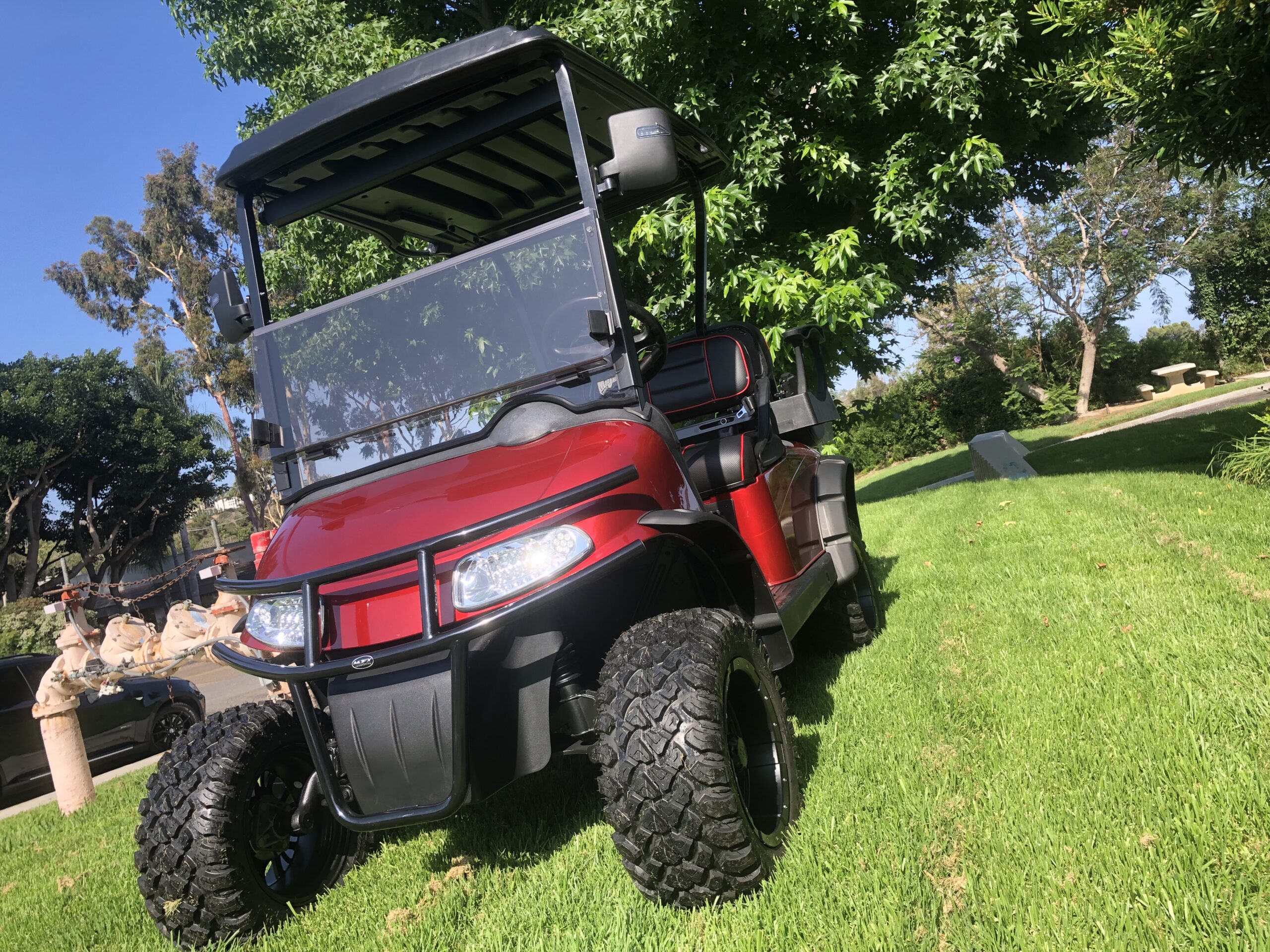 Lifted 2015 Ezgo Electric Rxv 48 Volt Golf Cart – Inferno Red #60
