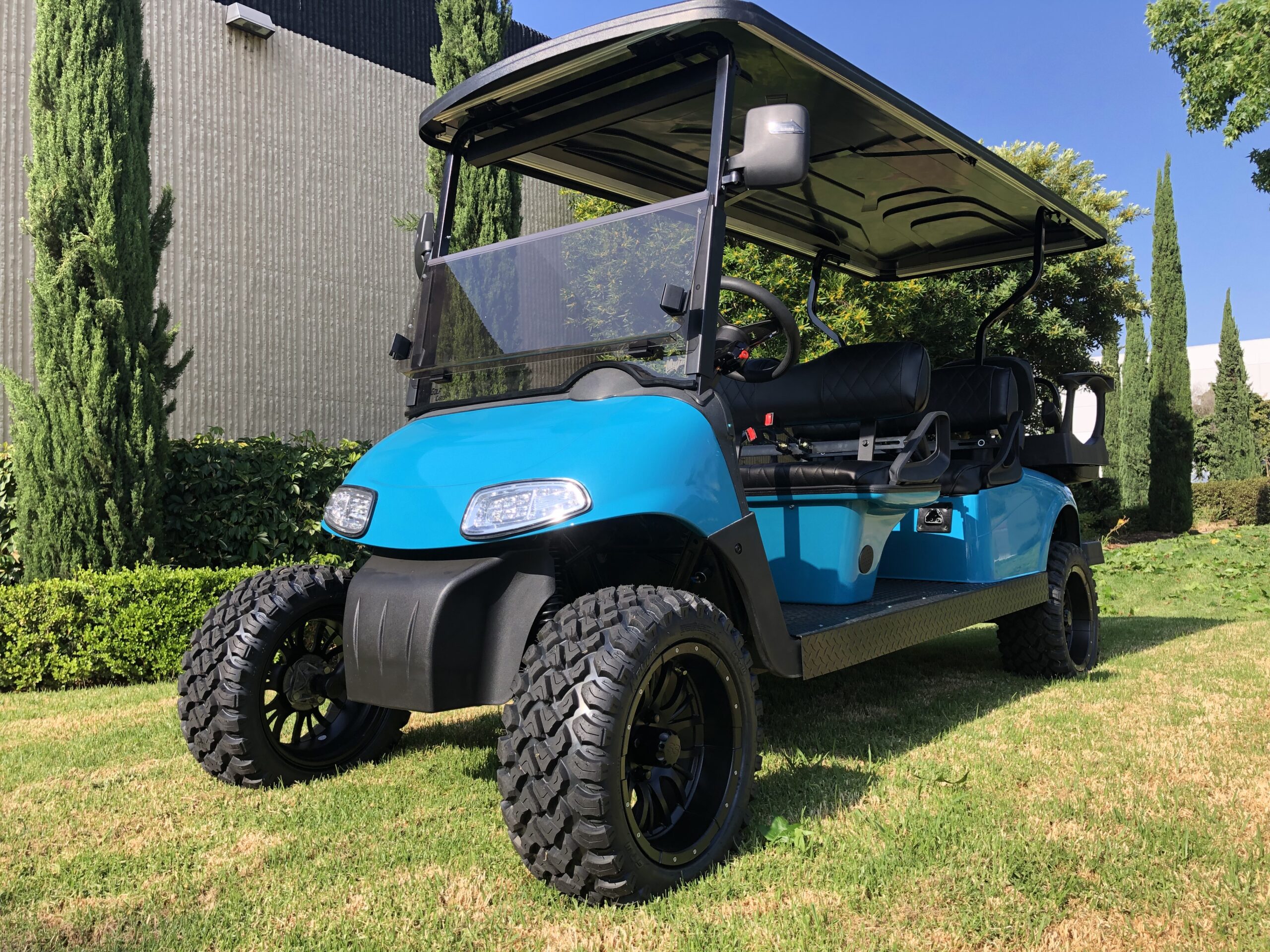 Custom Built Refurbished Limo-Stretched EZGO RXV 6 Passenger Golf Cart – Miami Blue #37